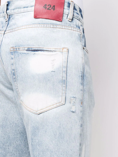 Shop 424 Straight-leg Stonewashed Jeans In Blau