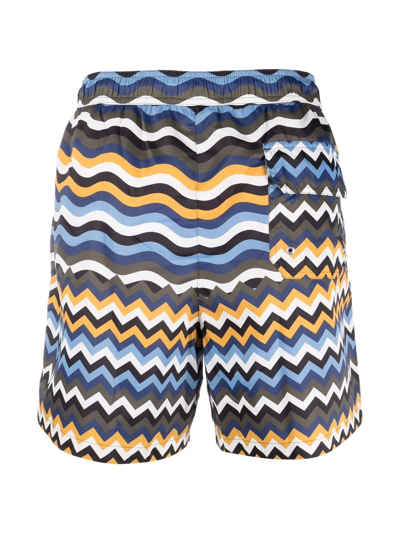 Shop Missoni Zig-zag Swim Shorts In Blau