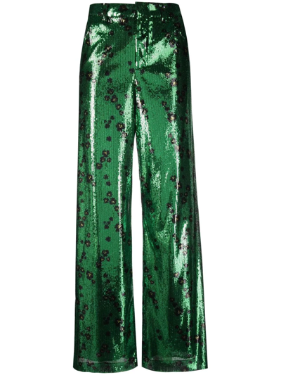 Shop Philosophy Di Lorenzo Serafini Sequined Wide-leg Trousers In Grün