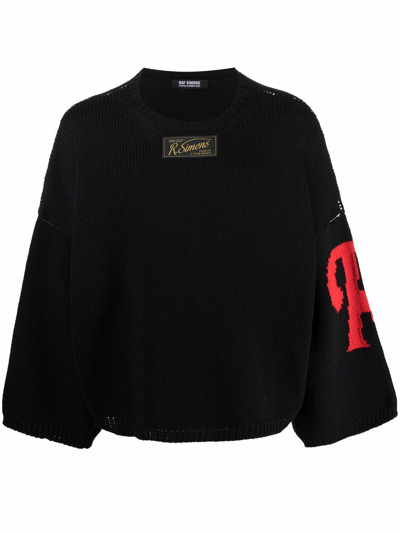 RAF SIMONS LOGO-LETTER OVERSIZED-KNIT JUMPER 