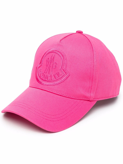 Shop Moncler Logo-patch Cotton Cap In Rosa