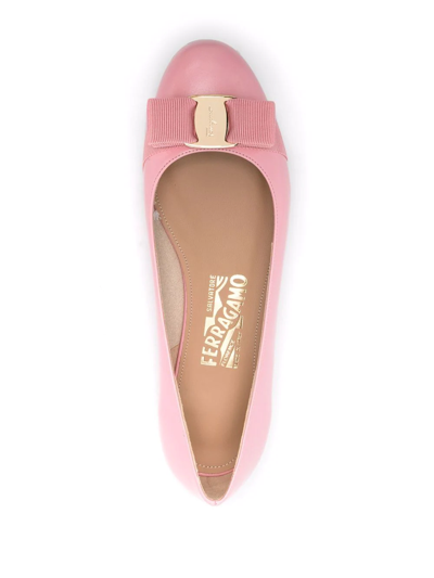 Shop Ferragamo Vara-bow Ballerina Shoes In Rosa