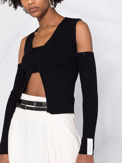 Rokh Black Viscose Cardigan & Tank Top Set In Schwarz