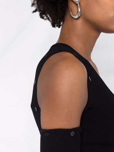 Rokh Black Viscose Cardigan & Tank Top Set In Schwarz