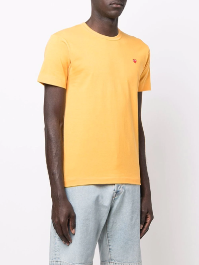 Shop Comme Des Garçons Play Logo-patch Short-sleeve T-shirt In Orange