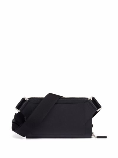 Shop Prada Logo Plaque Zipped Crossbody Bag In Schwarz