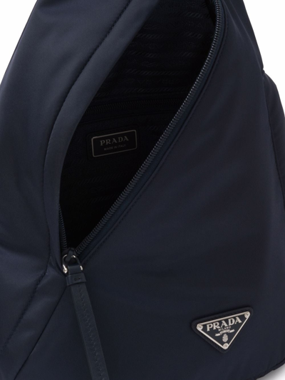 Shop Prada Re-nylon Logo-plaque Backpack In Blau