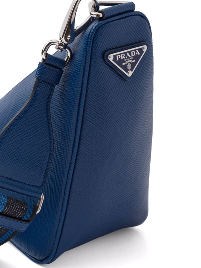 Prada triangle-logo Saffiano Leather Briefcase - Blue