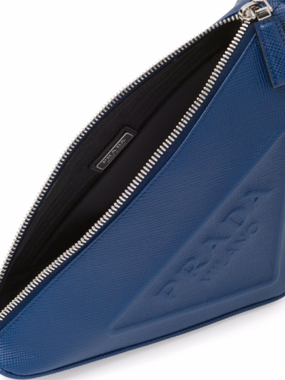 Shop Prada Saffiano Leather Triangle Bag In Blau