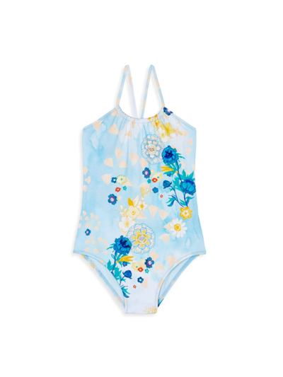 Shop Vilebrequin Little Girls & Girl's Belle Floral One-piece Swimsuit In Soft Blue