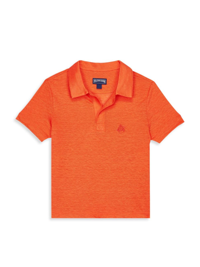 Shop Vilebrequin Little Boy's & Boy's Jessey Linen Polo In Orange