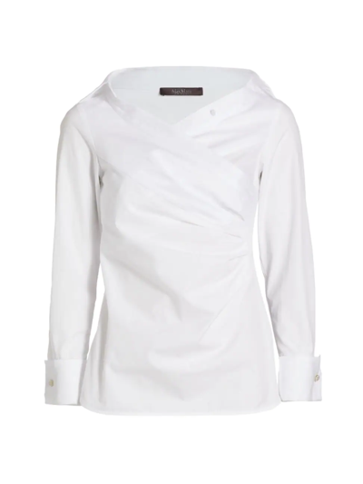 Shop Max Mara Women's Veranda Cotton Poplin Collared Blouse In Optical White