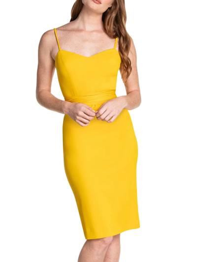 Shop Dress The Population Women's Veronique Belted Dress In Canary