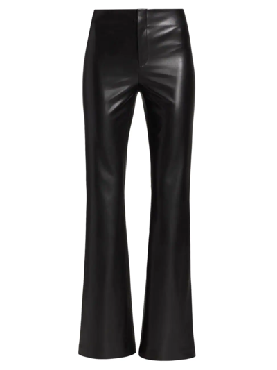Shop Alice And Olivia Women's Teeny Flared Vegan Leather Pants In Black