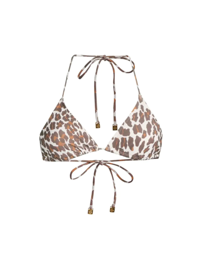 Shop Tory Burch Women's Leopard-print Triangle Bikini Top In Reva Leopard