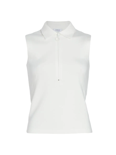 Shop Akris Punto Women's Sleeveless Zip Polo Shirt In Cream