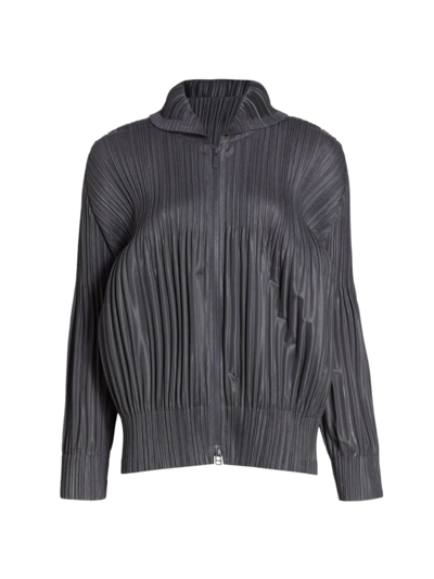 Shop Issey Miyake Women's Fluffy Basics Zip Jacket In Gray