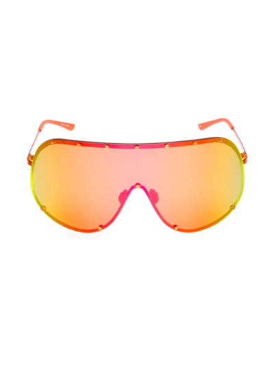 Shop Rick Owens Men's Shield 80mm Oval Sunglasses In Orange