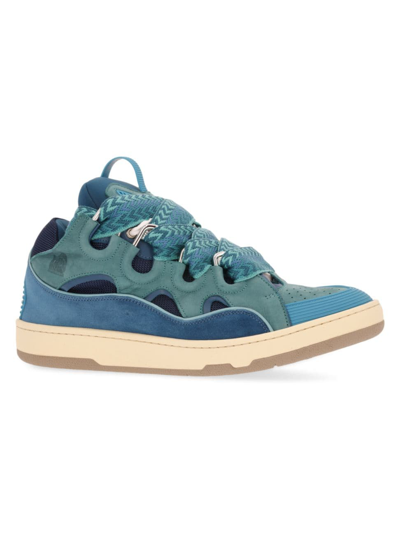 Shop Lanvin Curb Sneakers In Turquoise
