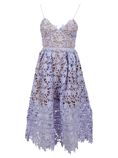 Shop Self-portrait Midi Dress In Lilac