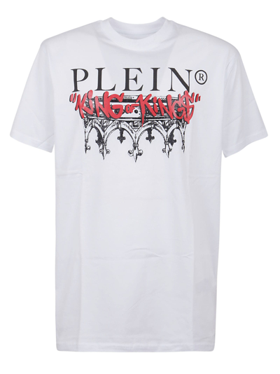 Shop Philipp Plein T-shirt Round Neck Ss King Plein In White
