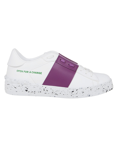 Shop Valentino Sneaker Open For A Change In Materiale Bio-based In Bianco Sunset Purple Bianco Nero