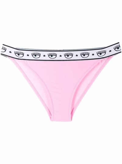 Shop Chiara Ferragni Womens Logomania Pink Stretch Fabric Bikini Briefs