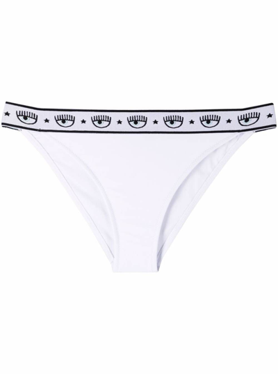 Shop Chiara Ferragni Womens Logomania White Stretch Fabric Bikini Briefs