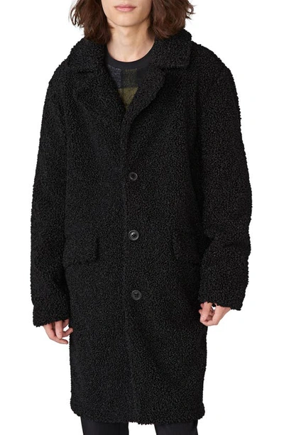 Shop Karl Lagerfeld Faux Shearling Topcoat In Black