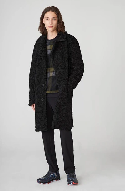 Shop Karl Lagerfeld Faux Shearling Topcoat In Black