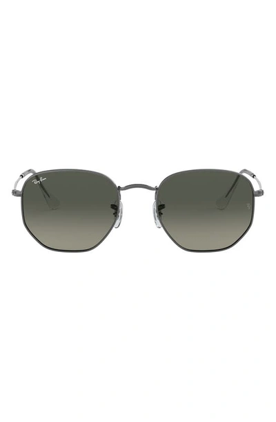 Shop Ray Ban 51mm Geometric Sunglasses In Gunmetal/ Grey Gradient
