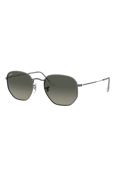 Ray Ban Ray-ban Mens Black Rb3548n Hexagonal Sunglasses In Gunmetal/ Grey Gradient