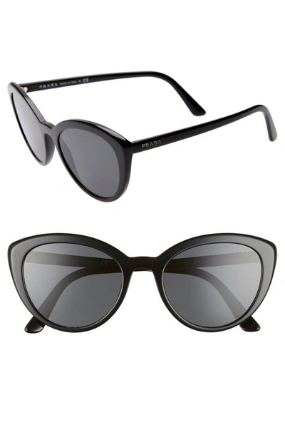 Shop Prada 54mm Cat Eye Sunglasses In Black/ Black Solid