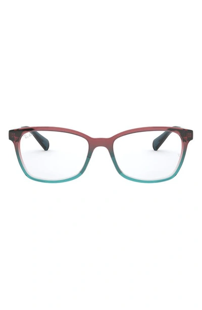 Shop Ray Ban 52mm Square Optical Glasses In Red Blue Ombre