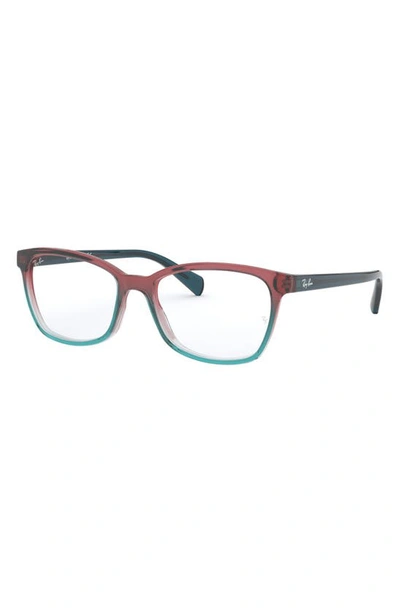Shop Ray Ban 52mm Square Optical Glasses In Red Blue Ombre