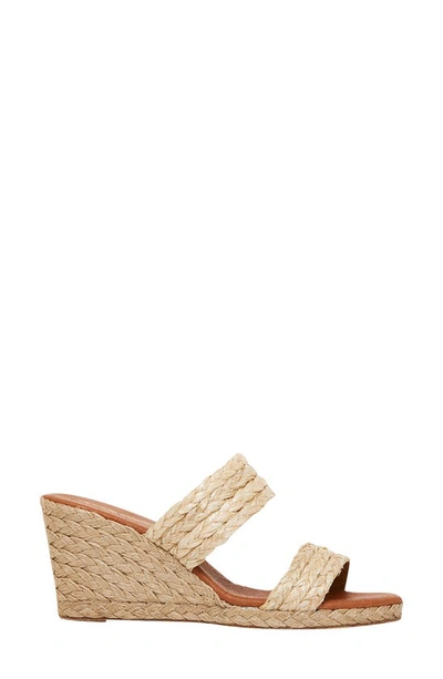 Shop Andre Assous Nolita Wedge Slide Sandal In Beige Fabric