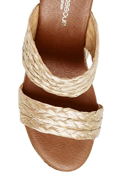 Shop Andre Assous Nolita Wedge Slide Sandal In Beige Fabric