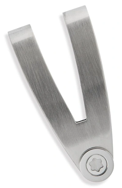 Montblanc V-shaped Brushed Matte Money Clip In Stainless Steel