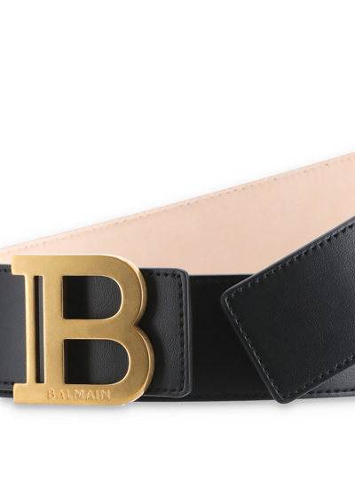 Shop Balmain B-belt Leather Belt In Noir