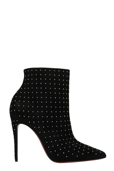CHRISTIAN LOUBOUTIN SO KATE BOOTY HIGH HEELS ANKLE BOOTS IN BLACK SUEDE 
