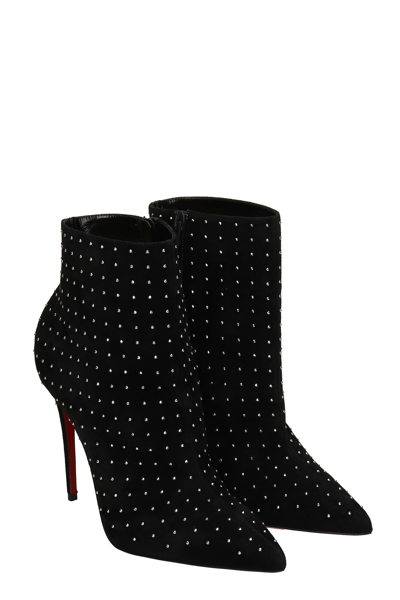 Christian Louboutin So Kate Booty High Heels Ankle Boots In Black Suede In Black
