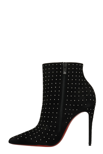 Christian Louboutin So Kate Booty High Heels Ankle Boots In Black Suede In Black