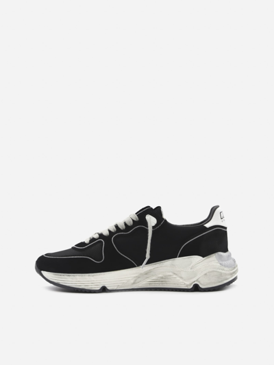Shop Golden Goose Running Sole Sneakers In Suede And Mesh Inserts In Black/silver/white