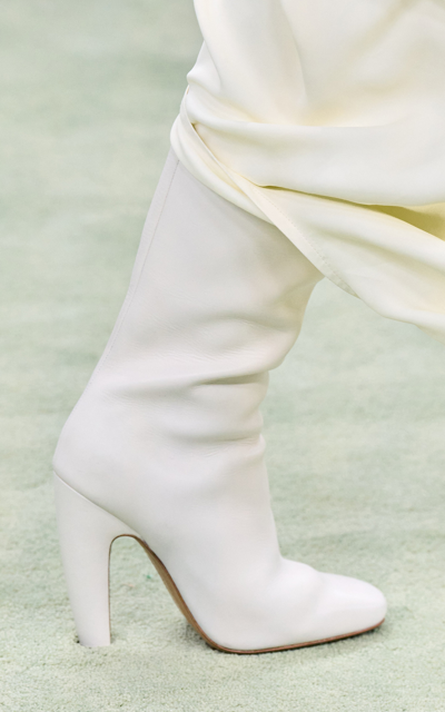 Shop Bottega Veneta Leather Knee Boots In White