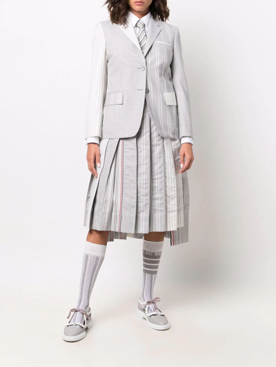 Thom Browne Mixed Print Wool Hopsack Classic Blazer In Grey