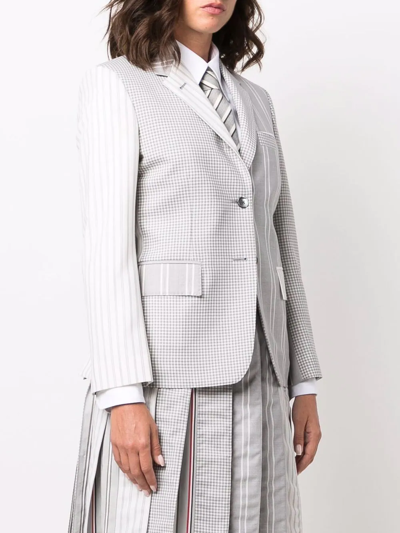 Thom Browne Mixed Print Wool Hopsack Classic Blazer In Grey