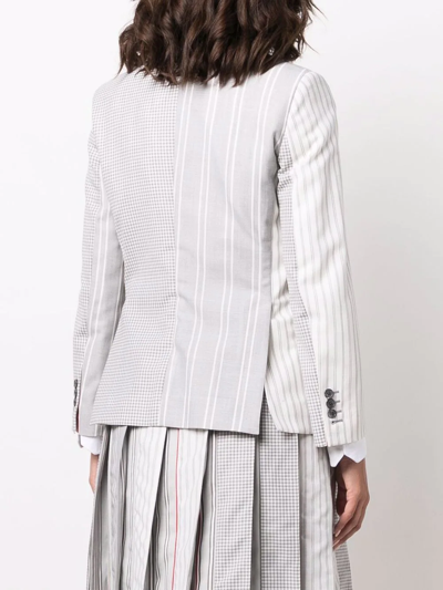 Thom Browne Mixed Print Wool Hopsack Classic Blazer In Grey