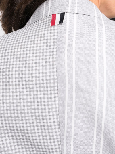 Shop Thom Browne Mixed Pattern Blazer In Grey