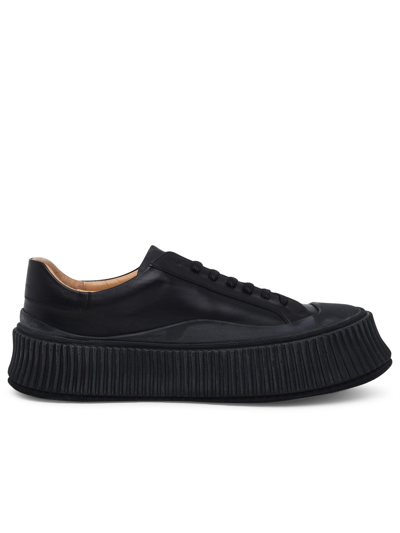 Shop Jil Sander Black Leather Sneakers