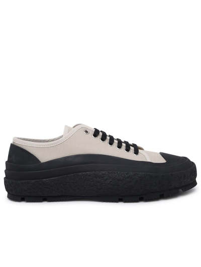 Shop Jil Sander Natural Canvas Recycled Sneakers In Brown